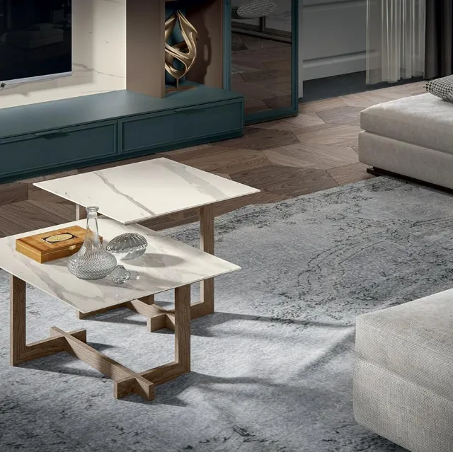 Tavolino Zen Zenith in ceramica con base in legno di Mobilgam