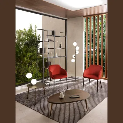 Tavolino con top in legno e gambe in metallo verniciato Coffee di Riflessi