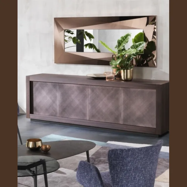 Specchio con cornice in acciaio modellato Diamond di Riflessi