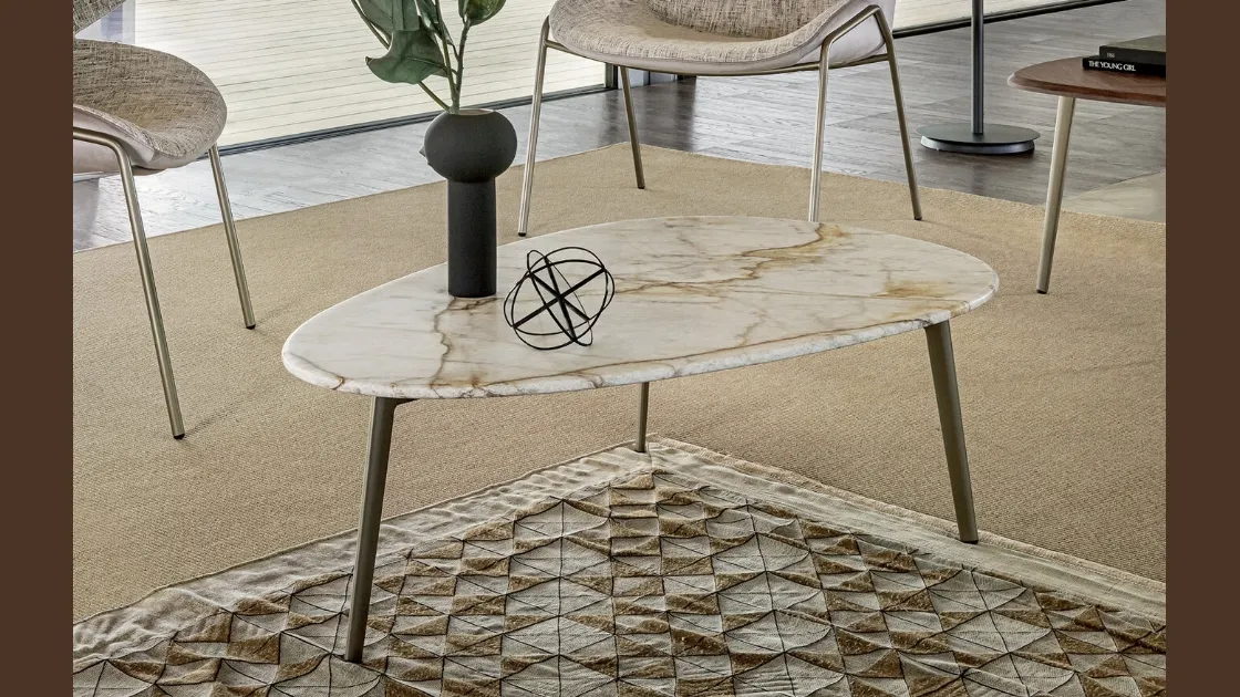 Tavolino con top in marmo Coffee di Riflessi
