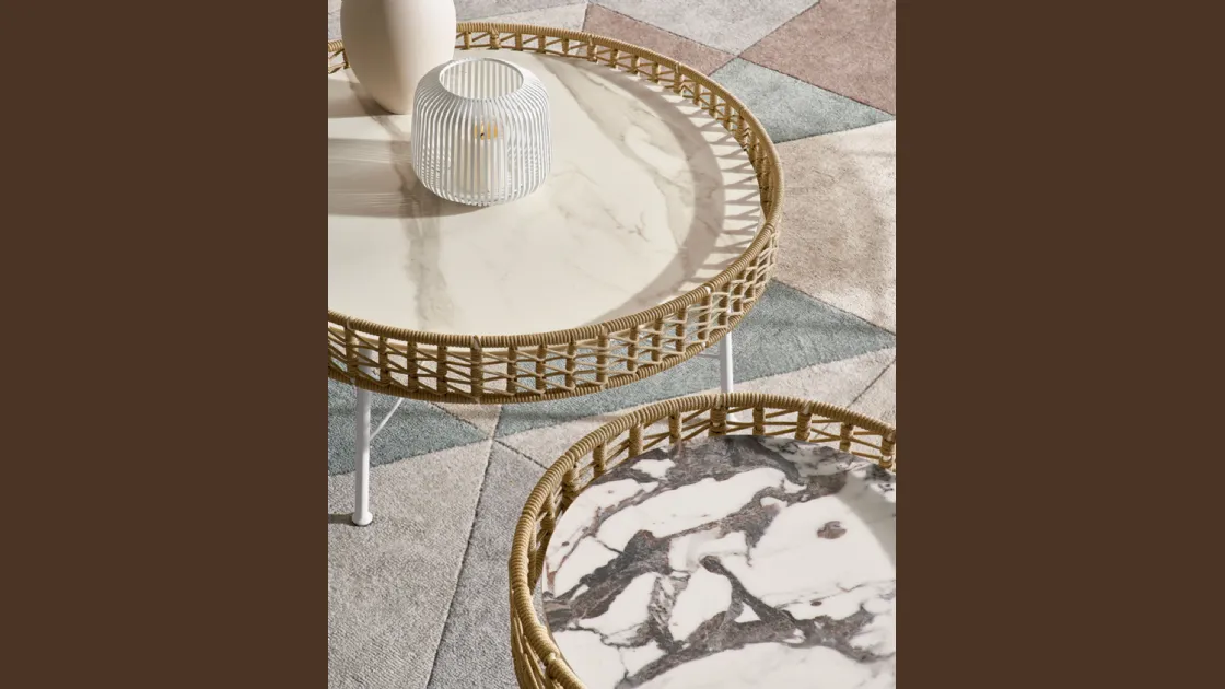 Tavolino Soleil in ceramica e metallo di Riflessi