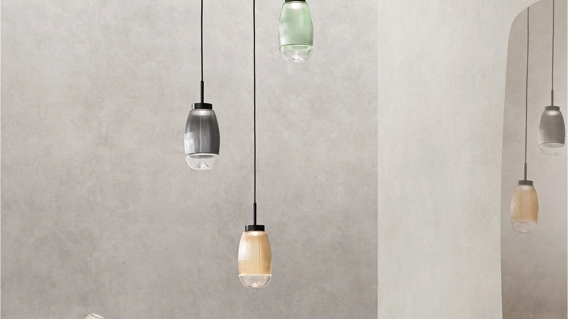 Lampada a sospensione Ekos in vetro di Ondaluce