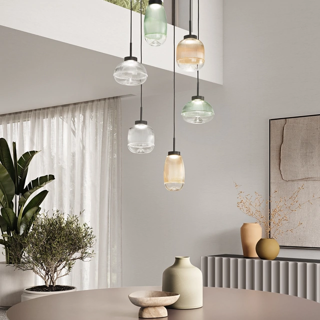 Lampada a sospensione Ekos in vetro di Ondaluce