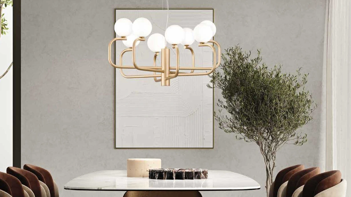 Lampada a sospensione Jeppy in metallo verniciato con sfere in vetro soffiato di Ondaluce