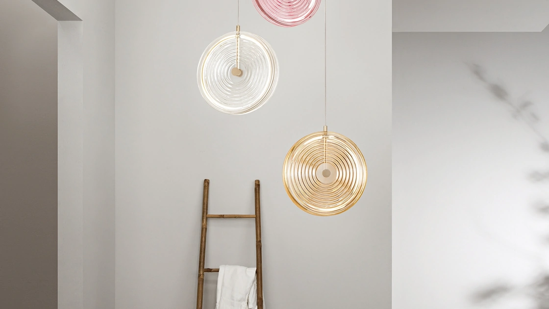 Lampada a sospensione in vetro Jokey di Ondaluce