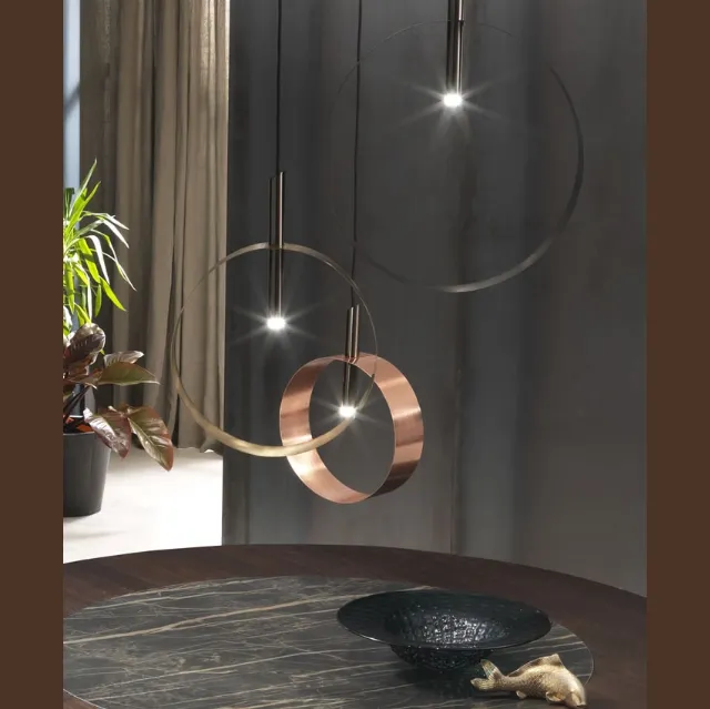 Lampada a sospensione Led Loop SS  in metallo verniciato di Riflessi