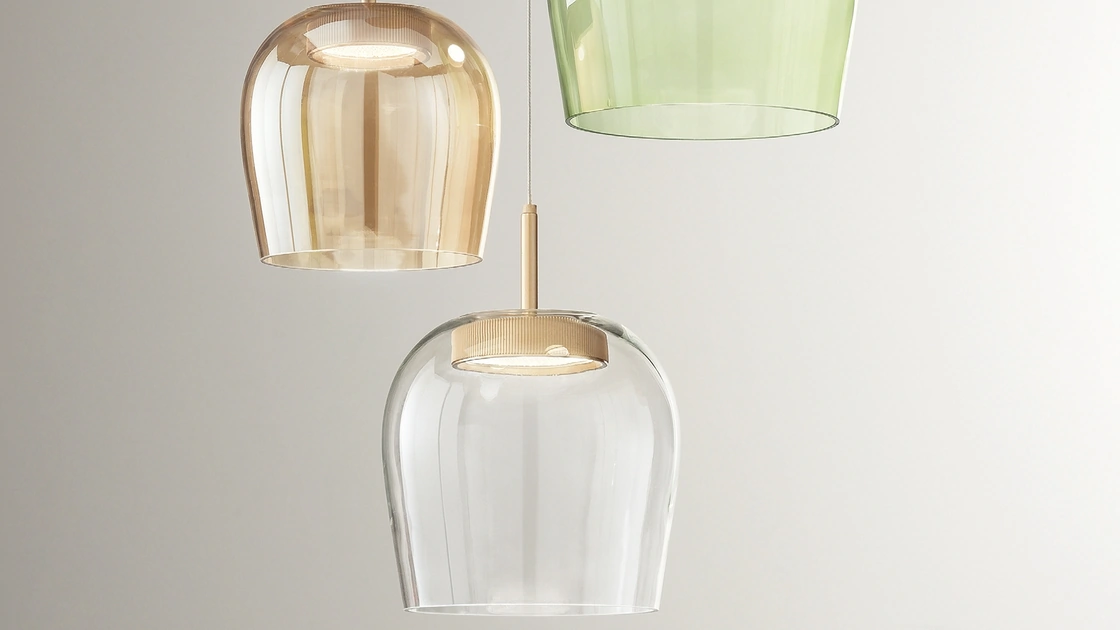 Lampada a sospensione Nina in metallo con vetro di Ondaluce