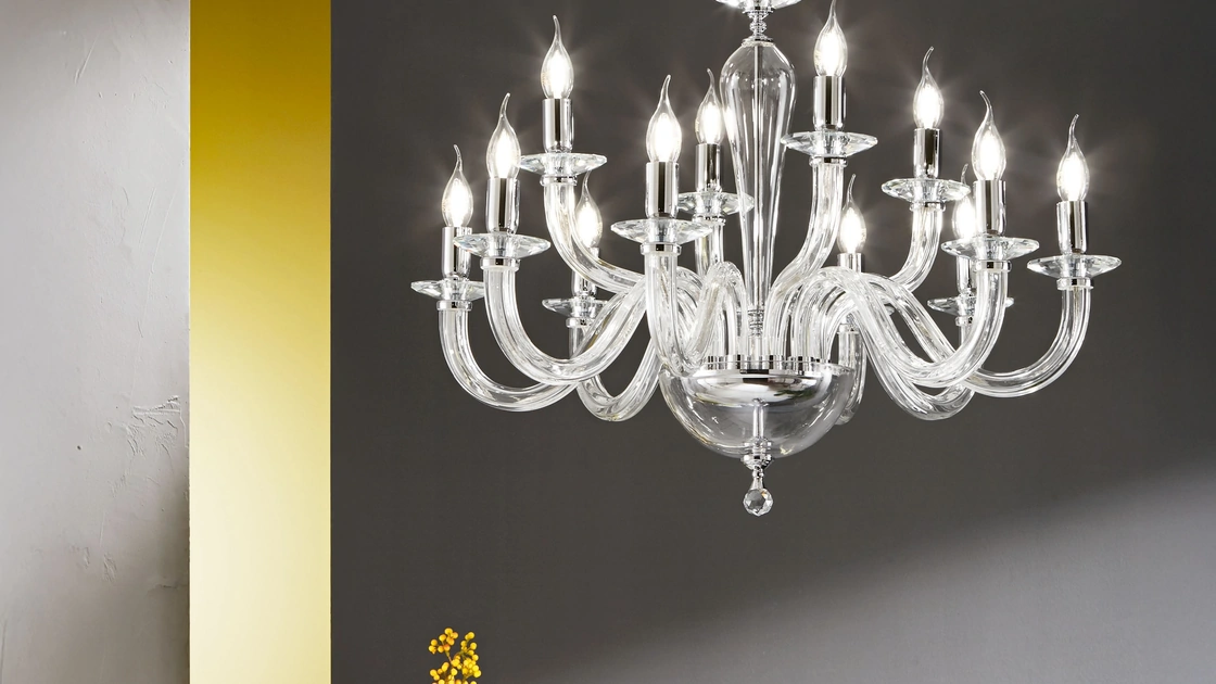 Lampada a sospensione Ravel in vetro di Ondaluce