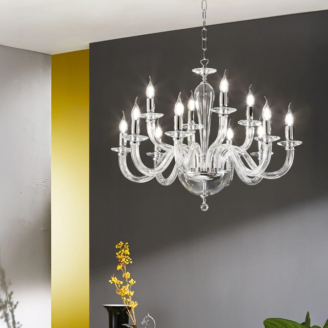 Lampada a sospensione Ravel in vetro di Ondaluce