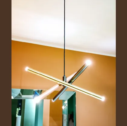 Lampada a sospensione Shangai S6 composta da tre tubolari metallici verniciati con trattamento satinato galvanico di Riflessi
