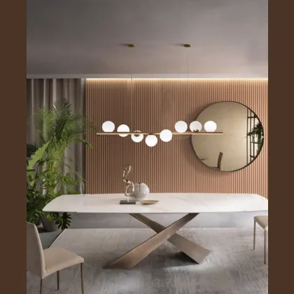 Lampada a sospensione Twist S8 in metallo con 8 bulbi in vetro bianco satinato di Riflessi