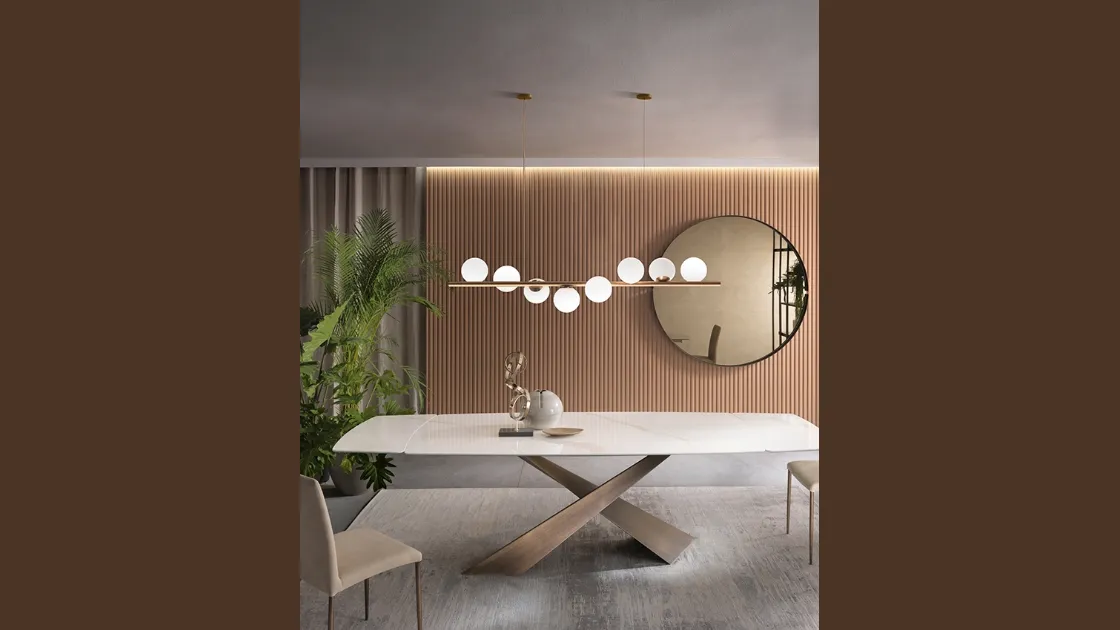 Lampada a sospensione Twist S8 in metallo con 8 bulbi in vetro bianco satinato di Riflessi