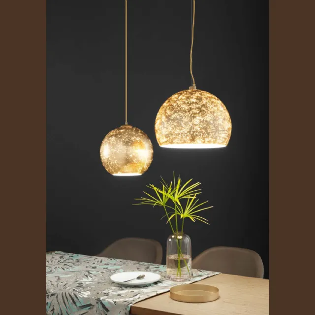Lampada a sospensione Vanity in vetro con decoro foglia oro di FAN Europe