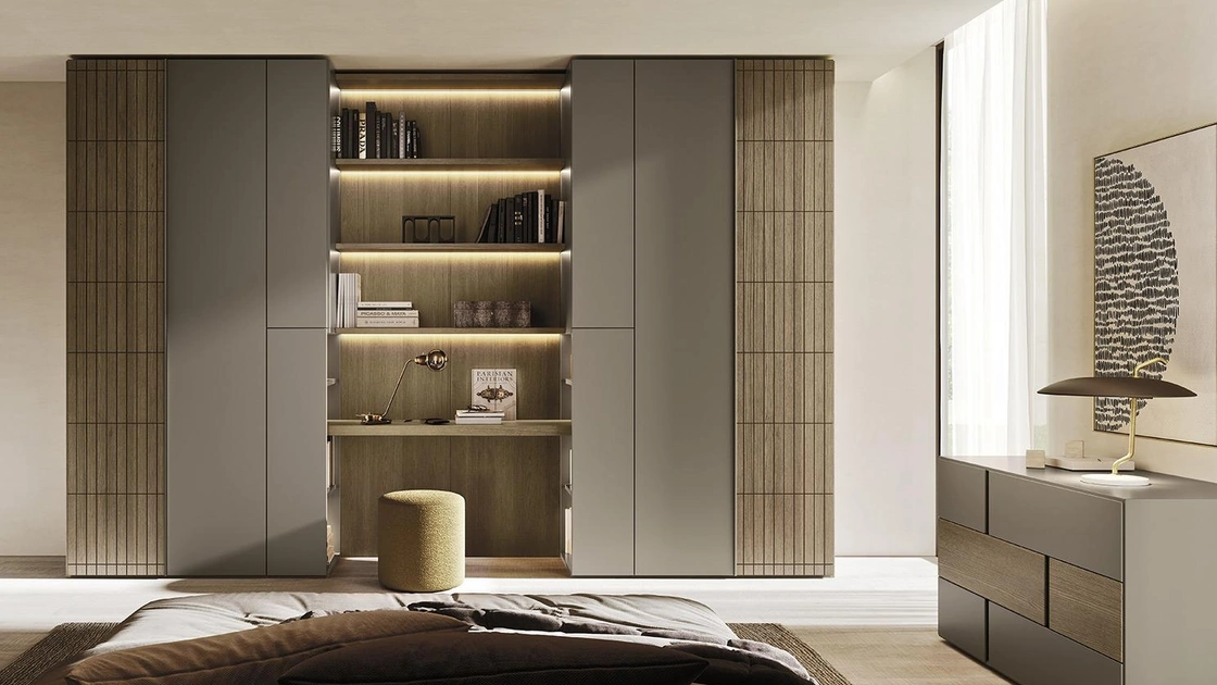 Armadio con ante battenti Comp N01 in laccato e legno di Mobilgam