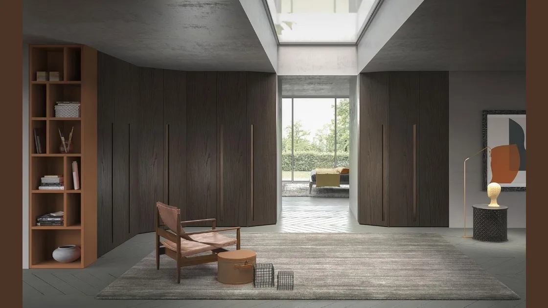 Armadio angolare con ante battenti Dream Comp 350 in legno di frassino di Mobilgam