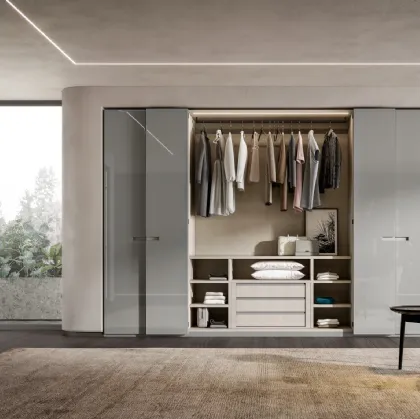 Armadio con ante a pacchetto Sincro in laccato lucido Cenere di Veneran
