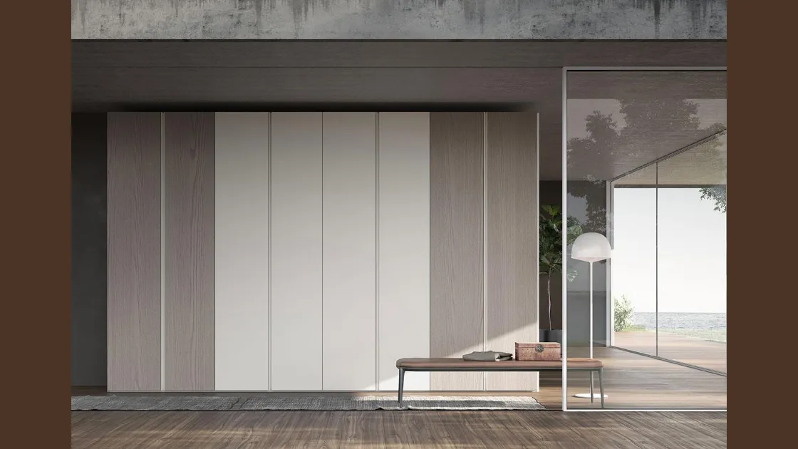 Armadio Space Comp 334 in laccato opaco e legno di Mobilgam