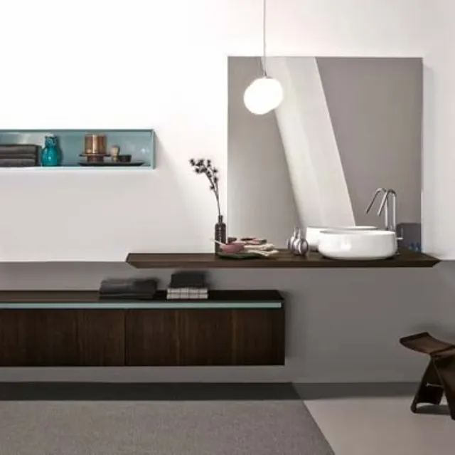 Mobile da Bagno sospeso in rovere termotrattato e laccato lucido 45 05 di Birex