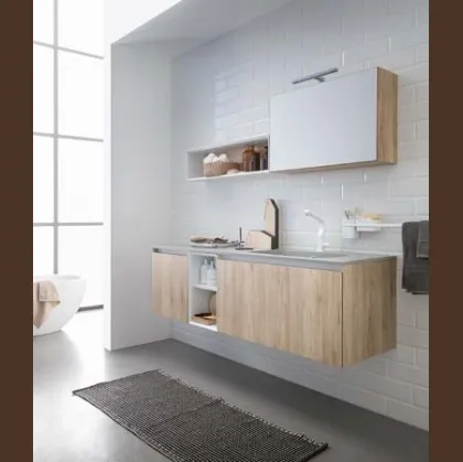 Mobile da Bagno sospeso in melaminico rovere e top in mineral marmo grigio 45 12 di Birex