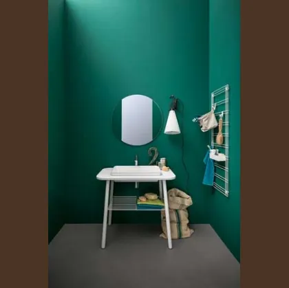 Mobile bagno da appoggio in laccato bianco opaco e top in mineral marmo Acqua e Sapone 01 di Birex