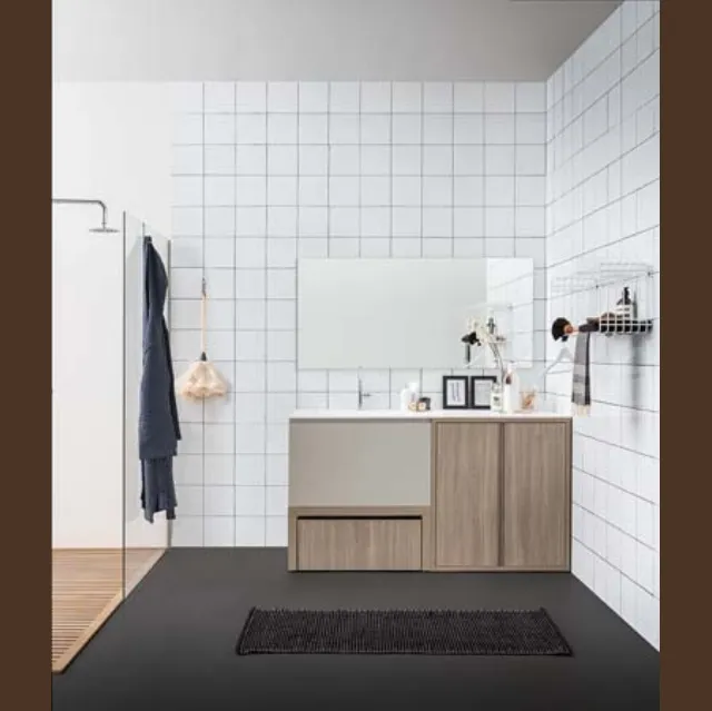 Mobile Bagno da appoggio in melaminico e laccato con top in mineral marmo Acqua e Sapone 05 di Birex