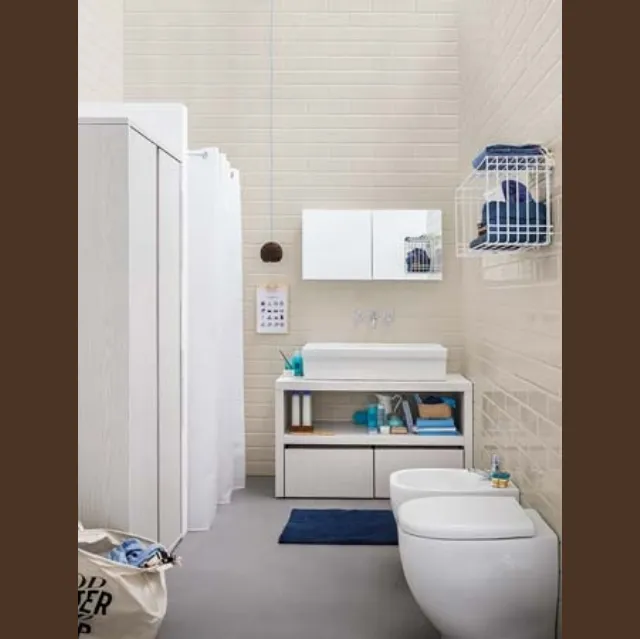 Mobile da Bagno a terra in melaminico e lavabo in ceramica Acqua e Sapone 03 di Birex