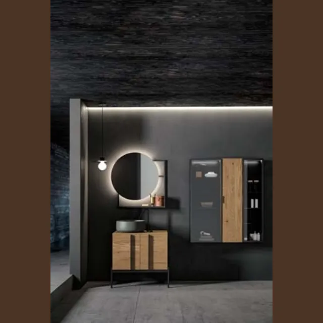 Mobile da Bagno a terra  in rovere e alluminio Sidero 09 di Birex