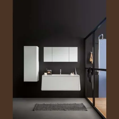 Mobile da Bagno sospeso in laccato bianco opaco e top in Corian Campus 04 di Birex