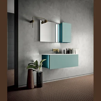 Mobile da Bagno sospeso in laccato e top in Corian Hosoi 03 di Birex