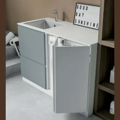 Mobile da Lavanderia in laccato opaco carta da zucchero e bianco Idrobox 01 di Birex