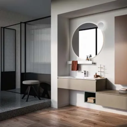 Mobile da bagno sospeso in laccato opaco e melaminico Lapis 03 di Birex