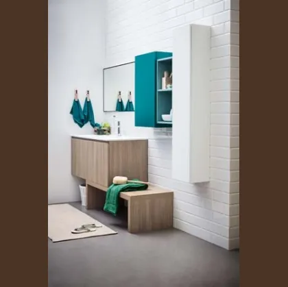 Mobile da Bagno sospeso in melaminico e laccato con top in mineral marmo bianco Lapis 06 di Birex