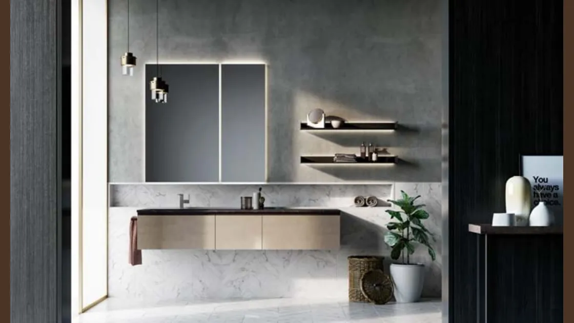 Mobile da Bagno sospeso in laccato metallico Sidero 07 di Birex