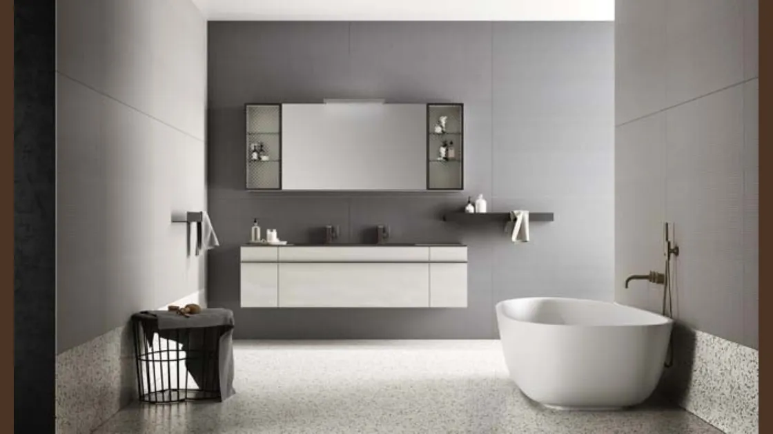 Mobile da Bagno sospeso in laccato effetto resina e top in alluminio Sidero 10 di Birex
