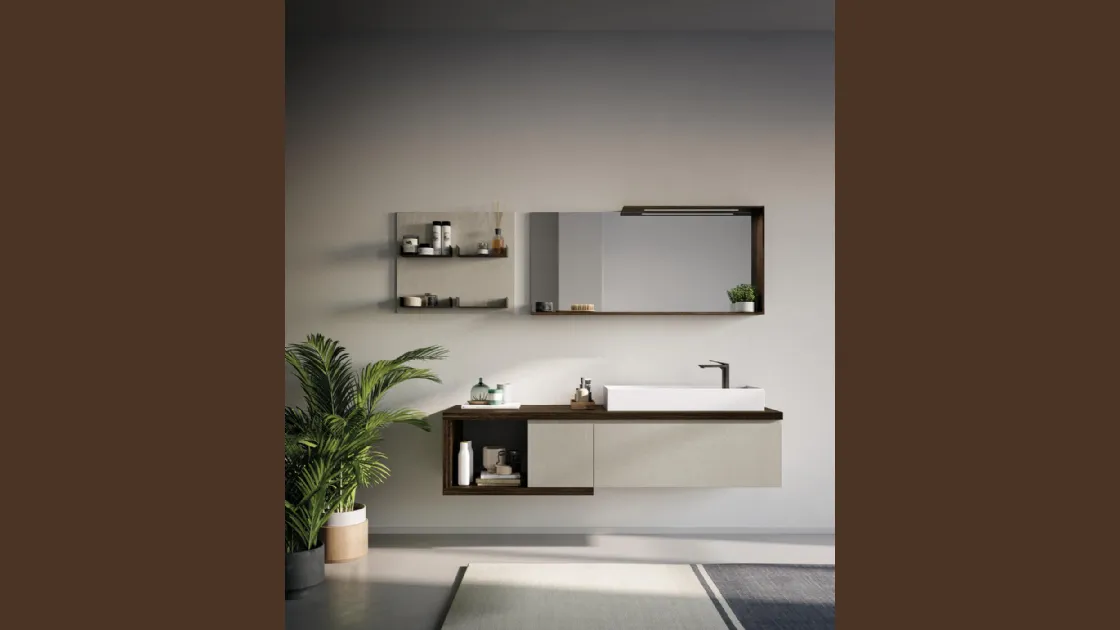 Mobile da Bagno sospeso in laminato Sistema Gola 11 di Puntotre