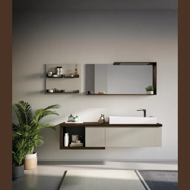 Mobile da Bagno sospeso in laminato Sistema Gola 11 di Puntotre