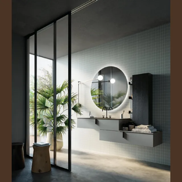Mobile da Bagno sospeso laccato opaco Sistema Maniglia 18 di Puntotre