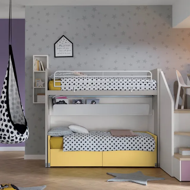 Cameretta in laccato opaco e melaminico Alpha Letto a Castello G040 di Doimo Cityline