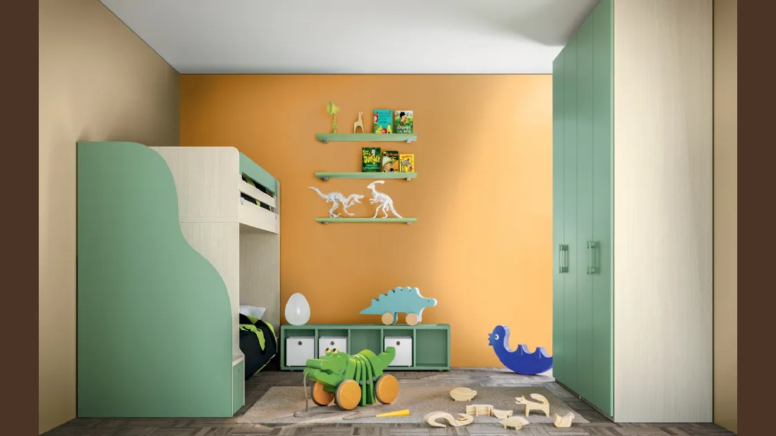 Cameretta Composizione Menta e Rovere Panna di Furlan