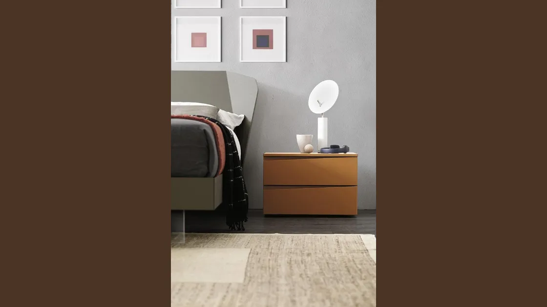 Comodino Line in laccato opaco e legno di Mobilgam