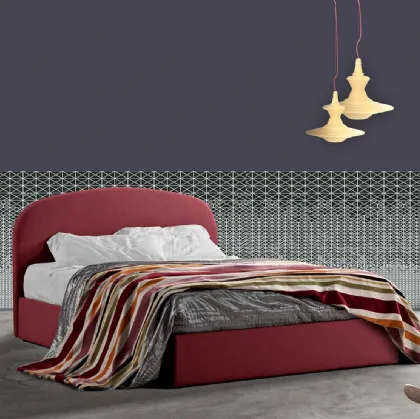 Letto in tessuto con testiera dalla forma stondata e box contenitore Andromeda di Lettissimi