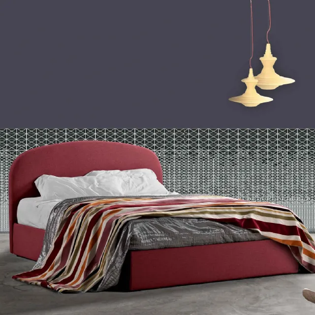 Letto in tessuto con testiera dalla forma stondata e box contenitore Andromeda di Lettissimi