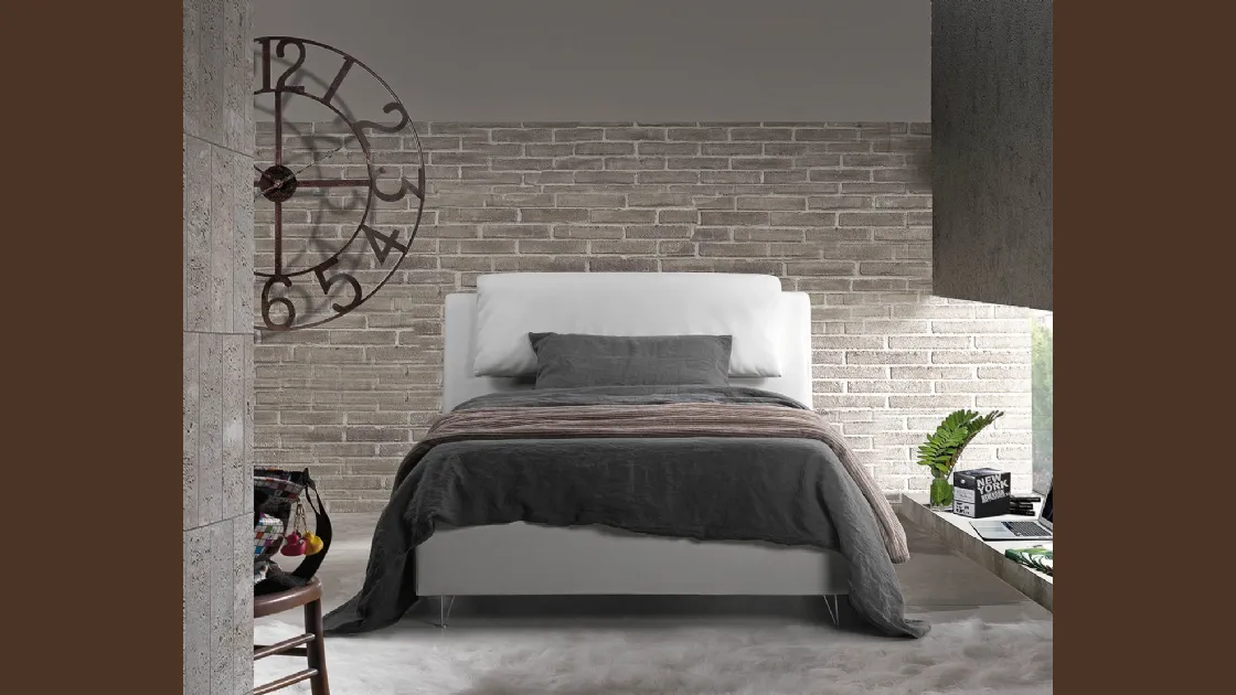 Letto singolo in tessuto con testiera Camelia di Lettissimi
