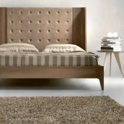 Letto in legno con testiera con inserto in pelle Charming Oaks Sweet Dreams di Domus Arte