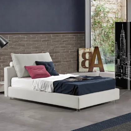 Letto singolo in tessuto con testiera e box contenitore Filo di Lettissimi