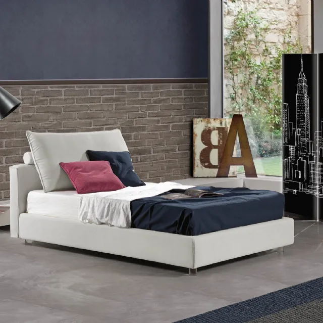 Letto singolo in tessuto con testiera e box contenitore Filo di Lettissimi