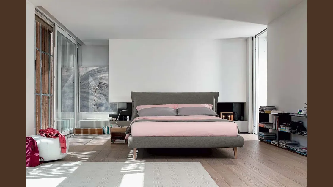 Letto Grant in tessuto con testiera e secret box di Bontempi Letti Design