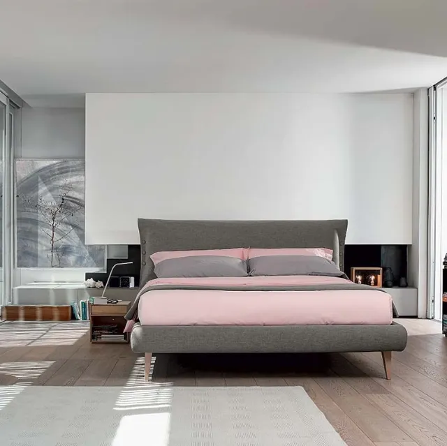 Letto Grant in tessuto con testiera e secret box di Bontempi Letti Design