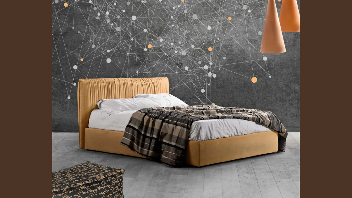 Letto in tessuto con testiera e box contenitore Idra di Lettissimi