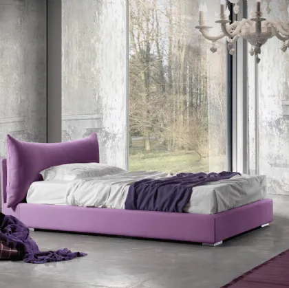 Letto singolo in tessuto con testiera sagomata e box contenitore Gondola di Lettissimi